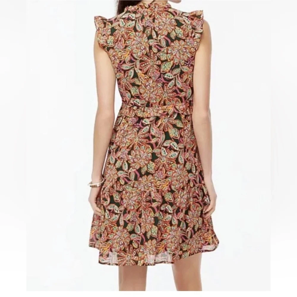 J Crew Ruffle V Neck Mini Dress
